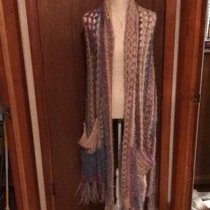 Hand crocheted shawl with pockets